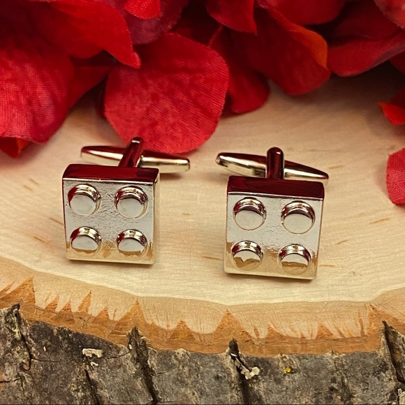 Vintage Silver Lego Inspired Square Cufflinks - Picture 9 of 16